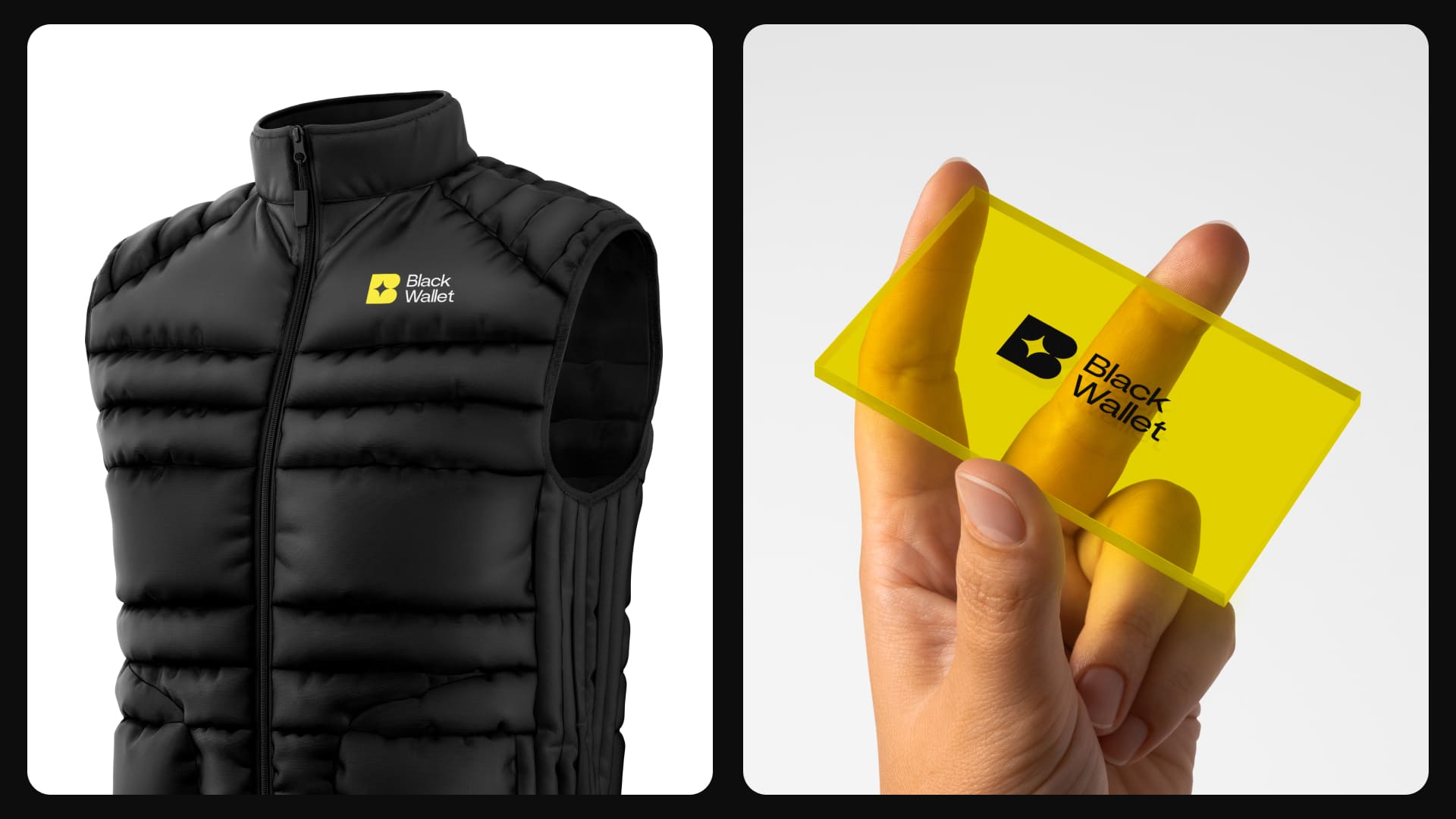 Black Wallet 財(cái)務(wù)規(guī)劃和投資咨詢金融公司vi設(shè)計(jì)企業(yè)形象設(shè)計(jì)，黃色B字母+星元素