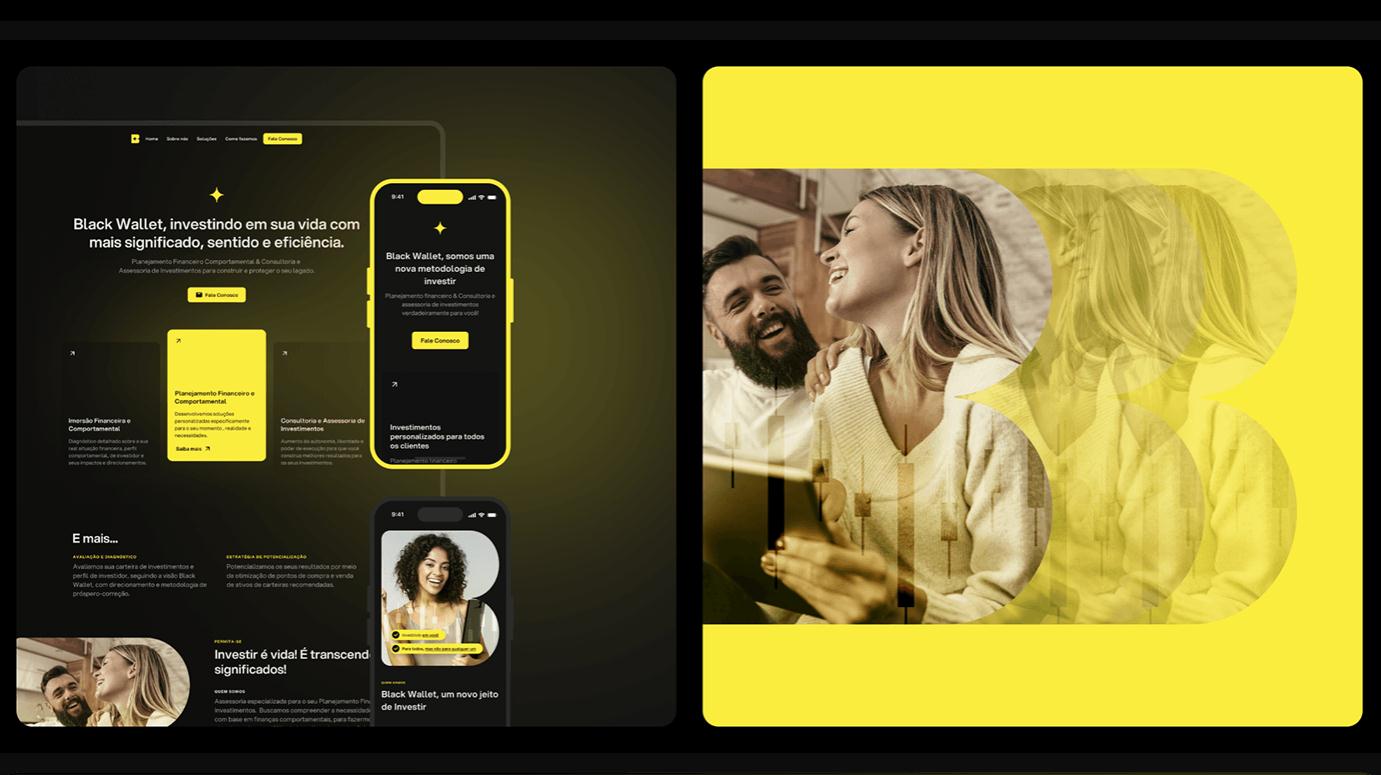 Black Wallet 財(cái)務(wù)規(guī)劃和投資咨詢金融公司vi設(shè)計(jì)企業(yè)形象設(shè)計(jì)，黃色B字母+星元素