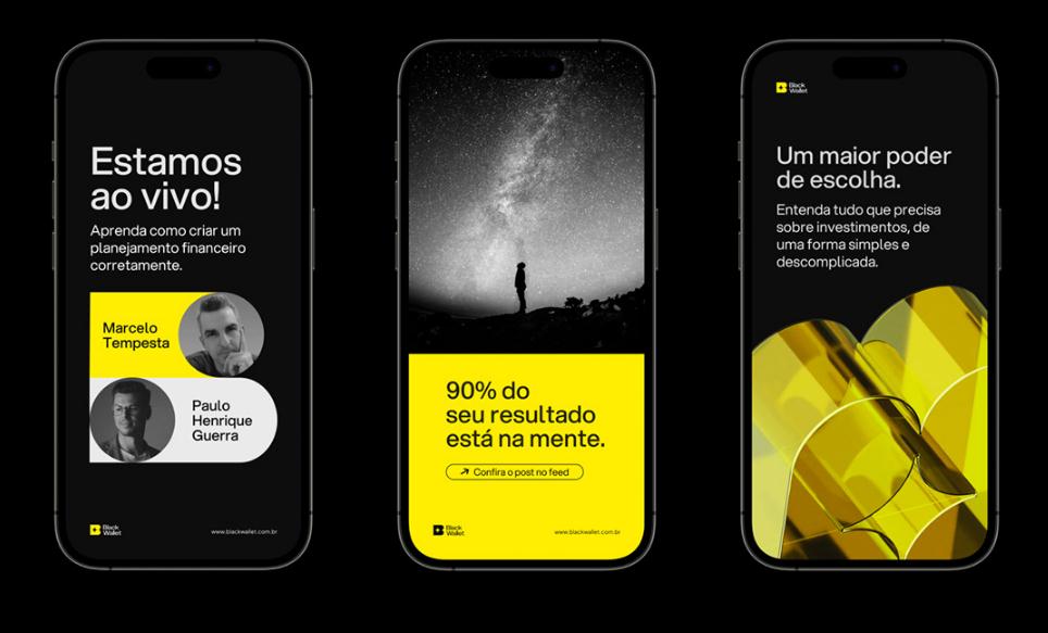 Black Wallet 財(cái)務(wù)規(guī)劃和投資咨詢金融公司vi設(shè)計(jì)企業(yè)形象設(shè)計(jì)，黃色B字母+星元素