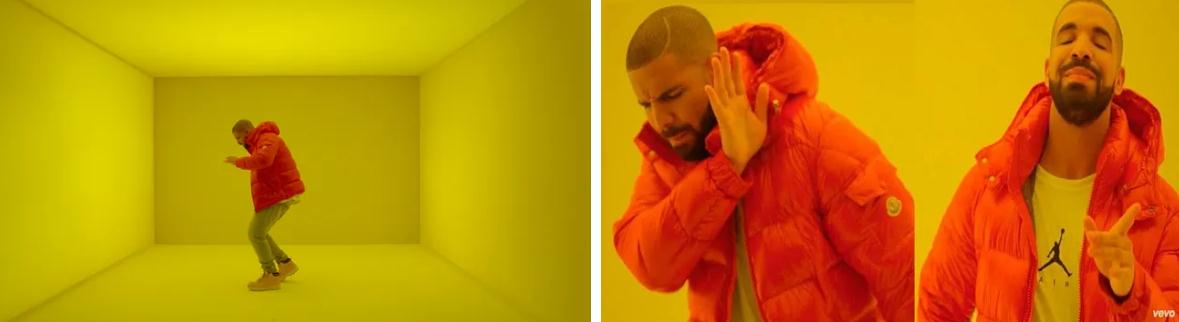 Hotline Bling 只能意味著一件事……Moncler 的銷量飆升。資料來源：Vanity Fair