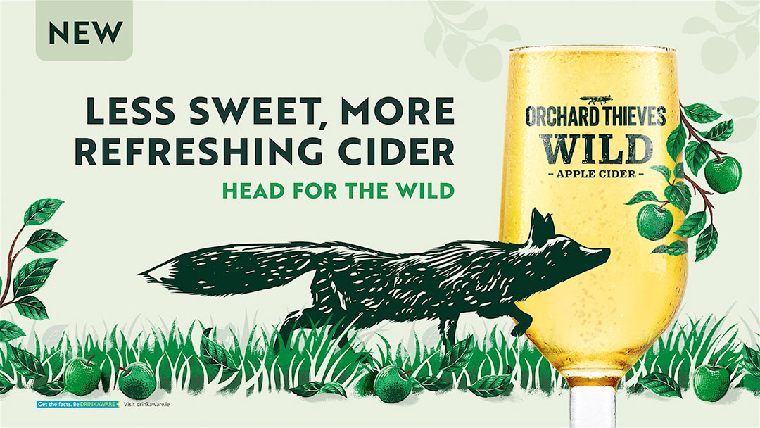 “果園小偷”野生蘋果酒品牌創(chuàng)建策劃狐貍插畫包裝設計電視廣告及宣傳推廣