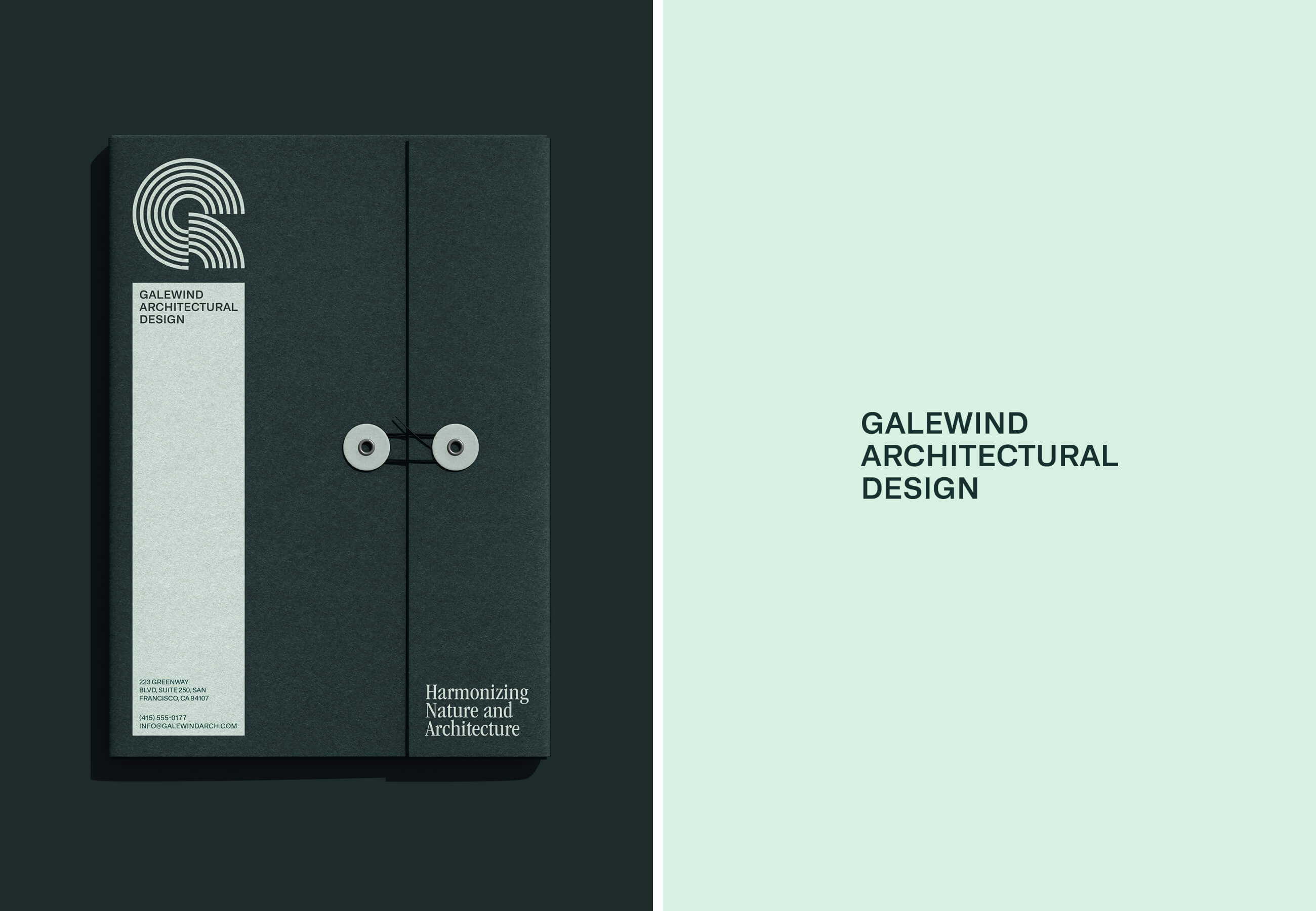 Galewind 景觀建筑設(shè)計(jì)公司企業(yè)logo設(shè)計(jì)vi形象設(shè)計(jì)，深綠色線條風(fēng)格