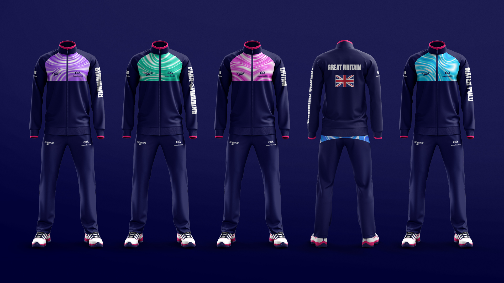 Aquatics GB英國(guó)水上運(yùn)動(dòng)協(xié)會(huì)品牌起名與品牌形象vi設(shè)計(jì)，水花GB字母logo設(shè)計(jì)