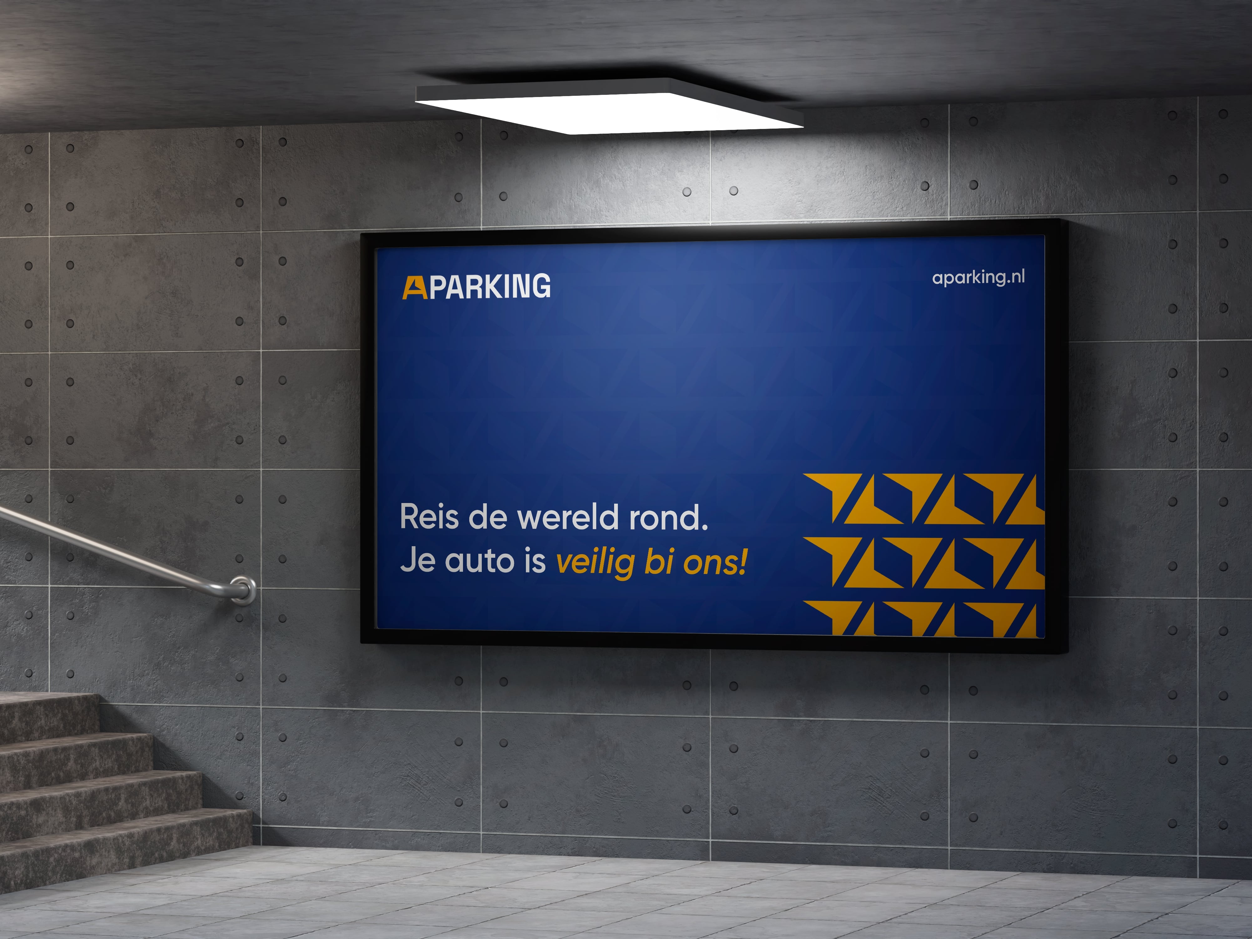 Aparking 停車位預定應用程序app品牌形象設計vi設計。藍黃科技風