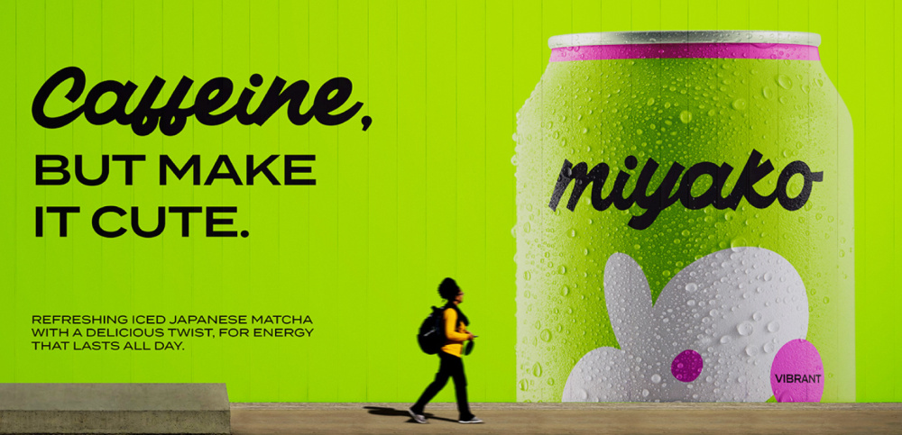 MIYAKO 創(chuàng)新日式抹茶飲料包裝設計與品牌塑造，嫩綠色+自由的白色花朵