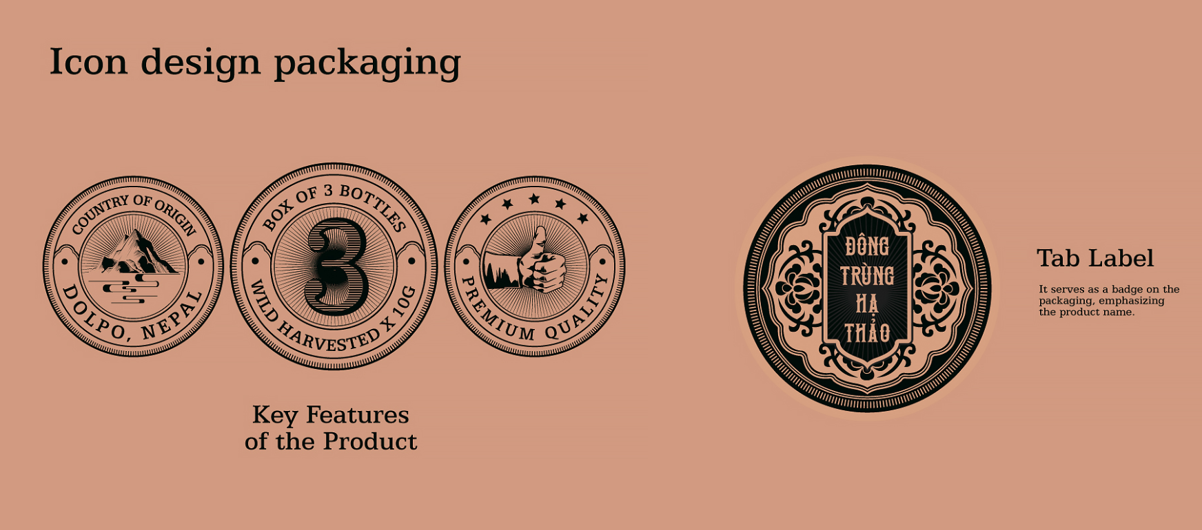 喜馬拉雅山冬蟲夏草套裝禮品禮盒包裝設(shè)計(jì)“自然山脈風(fēng)景”插畫