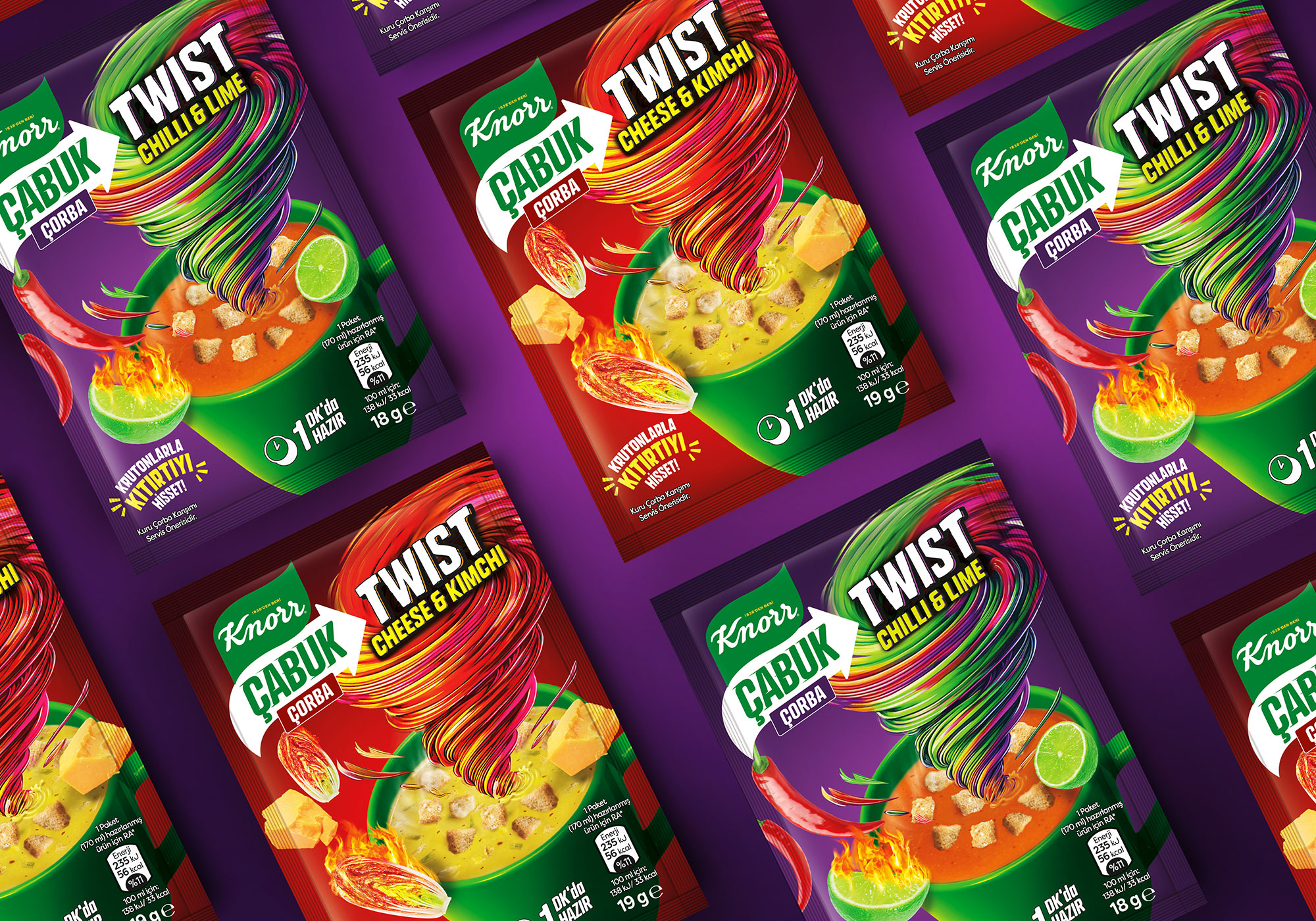 Knorr 速溶湯創(chuàng)意包裝設(shè)計，口味龍卷風(fēng)風(fēng)暴元素