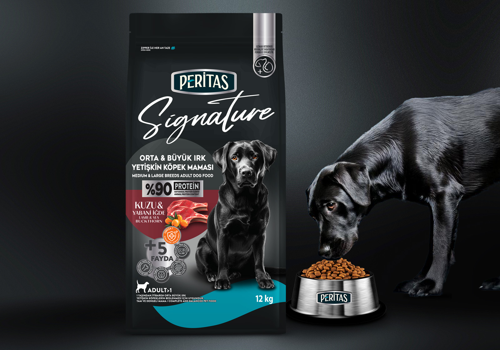 Peritas 寵物食品包裝設(shè)計(jì)，黑色奢華風(fēng)格