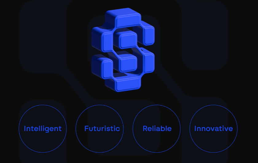Snaptek 人工智能尖端科技品牌S字母logo設(shè)計(jì)vi設(shè)計(jì)，藍(lán)色科技風(fēng)