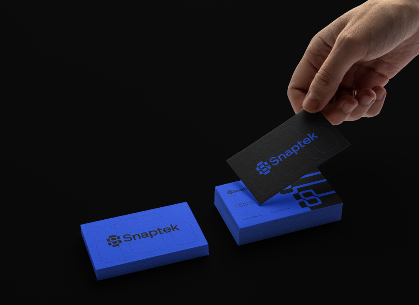 Snaptek 人工智能尖端科技品牌S字母logo設(shè)計(jì)vi設(shè)計(jì)，藍(lán)色科技風(fēng)