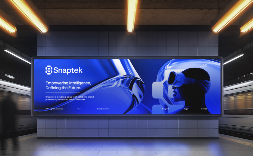 Snaptek 人工智能尖端科技品牌S字母logo設(shè)計(jì)vi設(shè)計(jì)，藍(lán)色科技風(fēng)