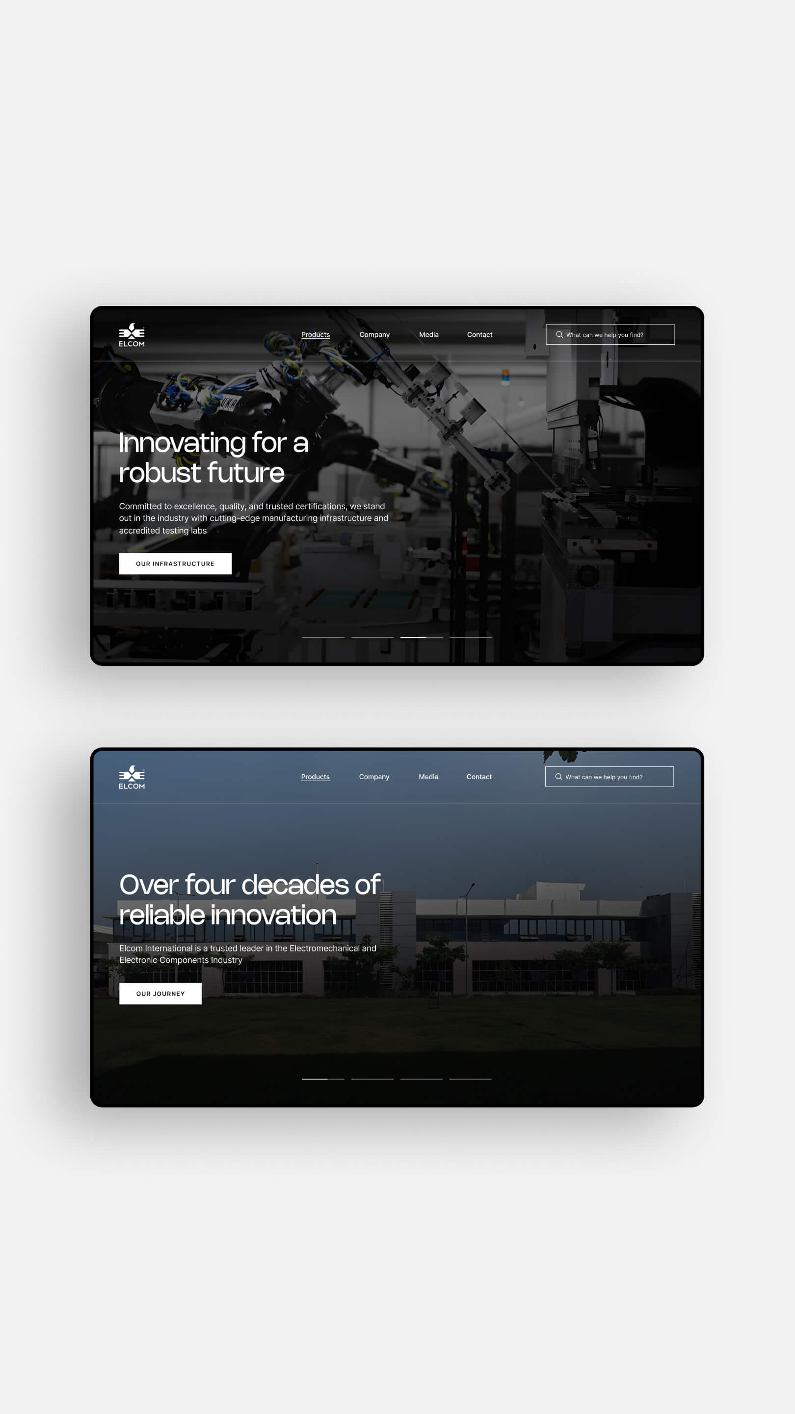 Elcom 機電電子元件品牌logo設計網(wǎng)站設計，專業(yè)清晰產(chǎn)生信任