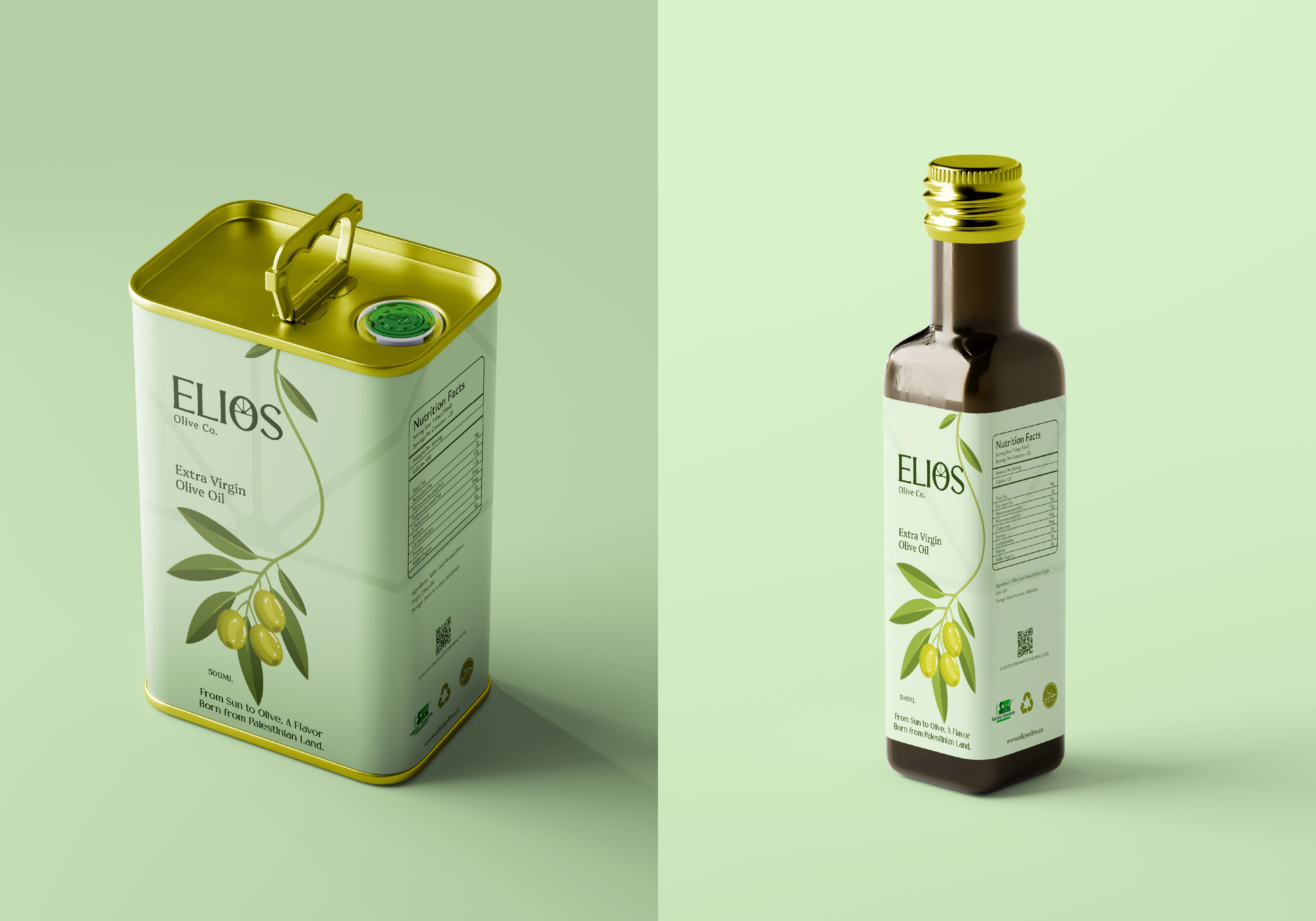 Elios代表文化和傳統(tǒng)橄欖油品牌logo設(shè)計包裝設(shè)計，自然清新風(fēng)格