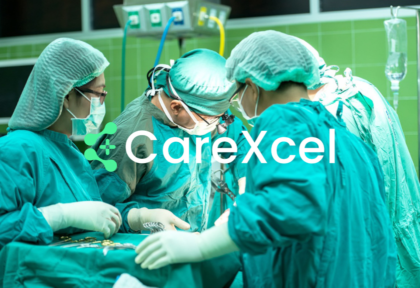 CareExcel 醫(yī)療保健解決方案公司logo設(shè)計(jì)vi設(shè)計(jì)，分子結(jié)構(gòu)加十字