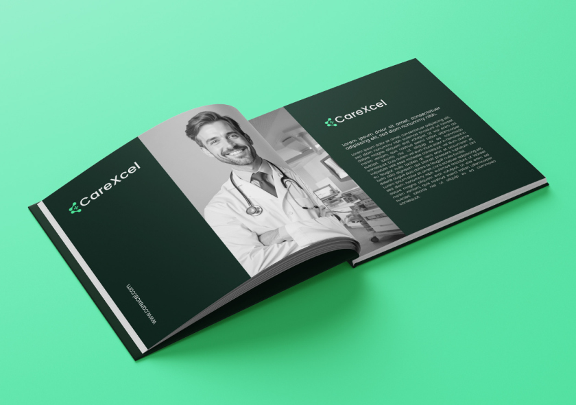 CareExcel 醫(yī)療保健解決方案公司logo設(shè)計(jì)vi設(shè)計(jì)，分子結(jié)構(gòu)加十字