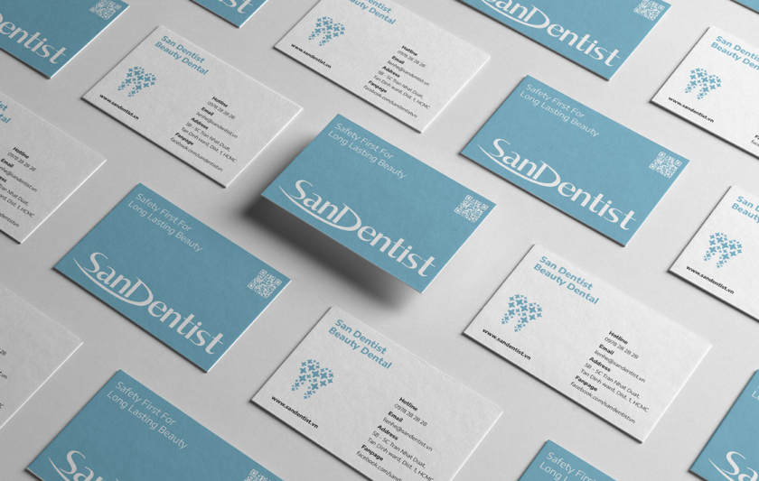 SanDentist 美容牙科品牌形象vi設計，清新風格突出安全與美麗