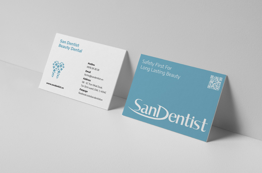 SanDentist 美容牙科品牌形象vi設計，清新風格突出安全與美麗