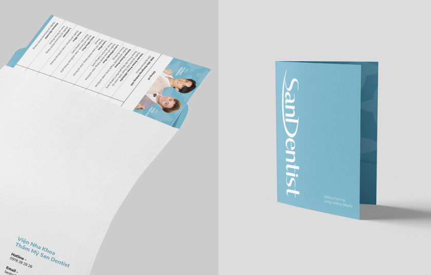 SanDentist 美容牙科品牌形象vi設計，清新風格突出安全與美麗