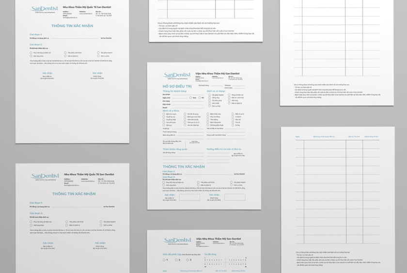 SanDentist 美容牙科品牌形象vi設計，清新風格突出安全與美麗