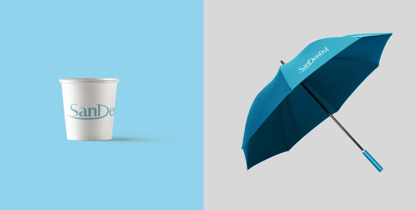 SanDentist 美容牙科品牌形象vi設計，清新風格突出安全與美麗