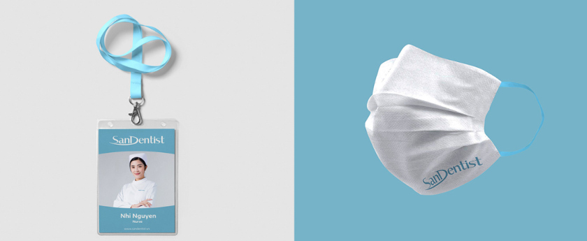 SanDentist 美容牙科品牌形象vi設計，清新風格突出安全與美麗