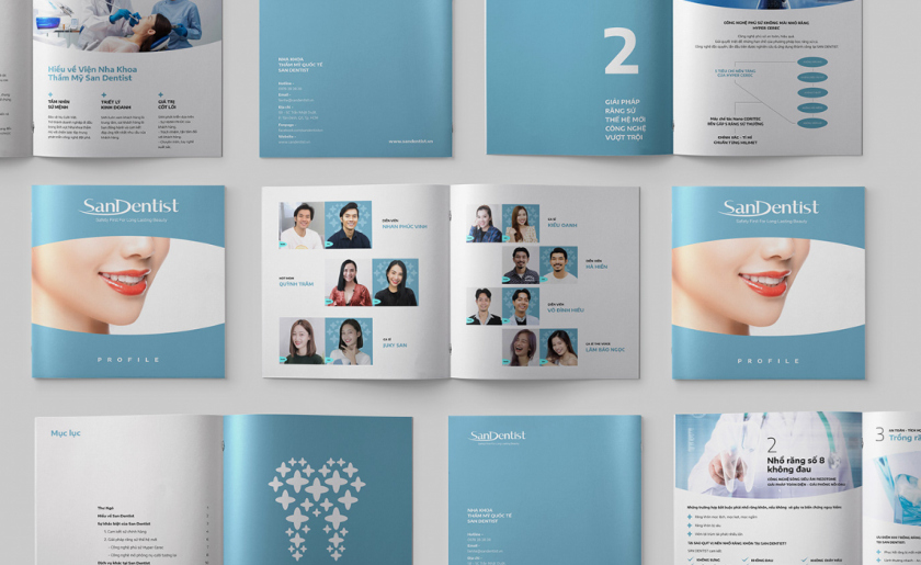SanDentist 美容牙科品牌形象vi設計，清新風格突出安全與美麗