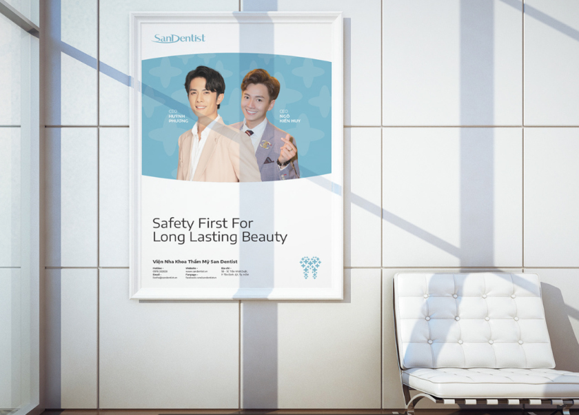 SanDentist 美容牙科品牌形象vi設計，清新風格突出安全與美麗