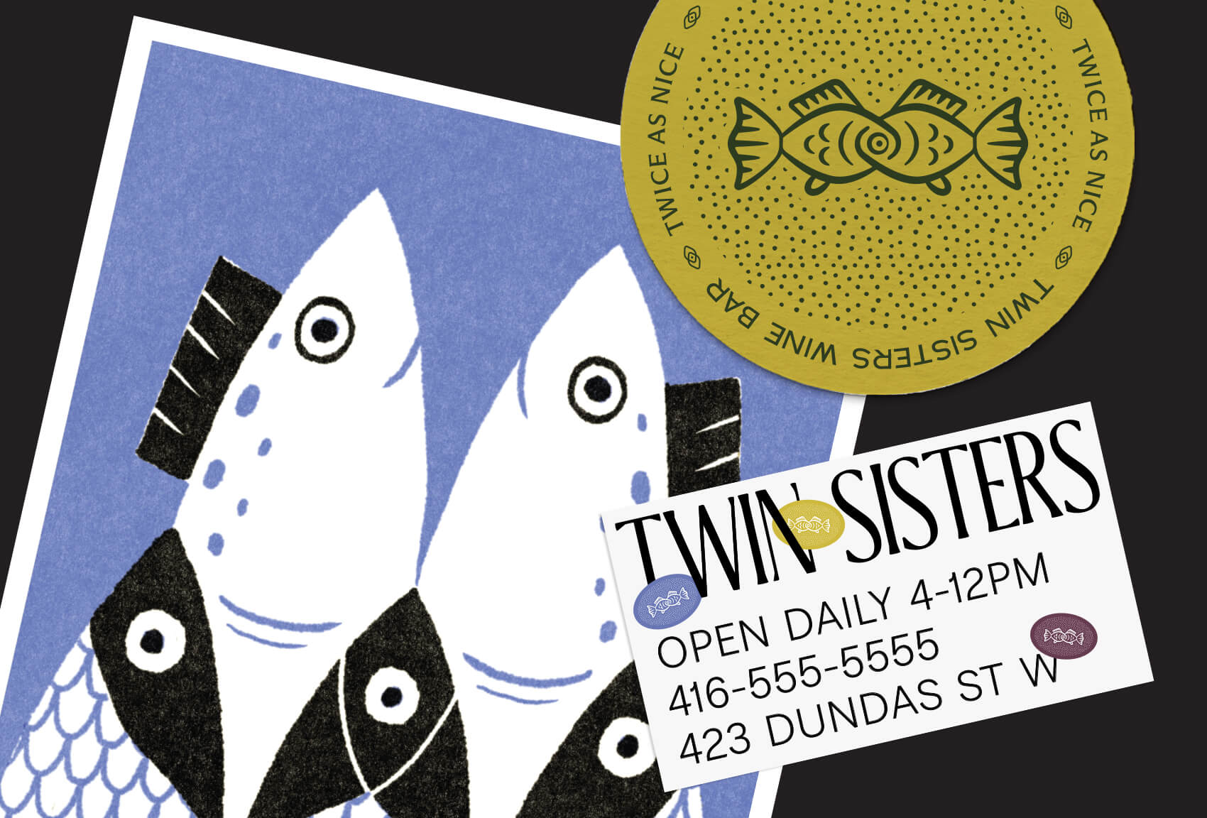 Twin Sisters 酒吧雙魚logo設(shè)計(jì)品牌視覺形象設(shè)計(jì)