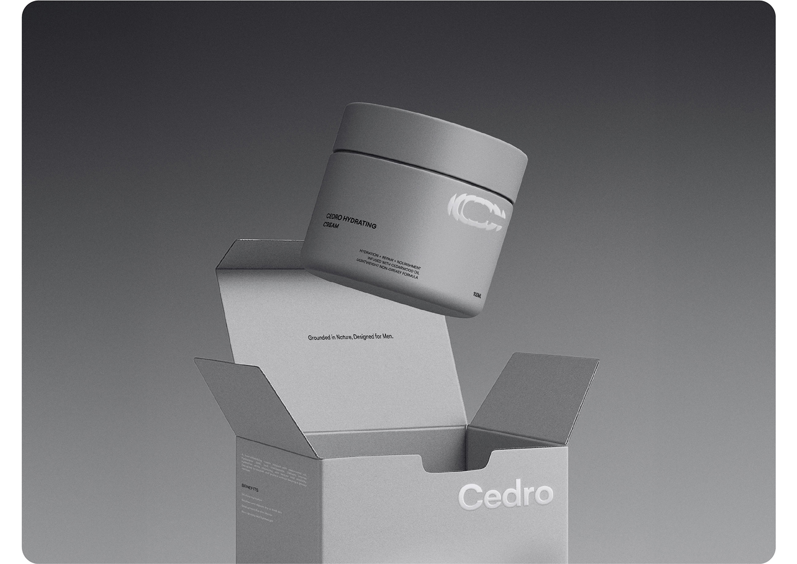 Cedro 男性護膚品牌創(chuàng)建（潔面乳保濕霜精華液）-命名logo設(shè)計銀色包裝設(shè)計