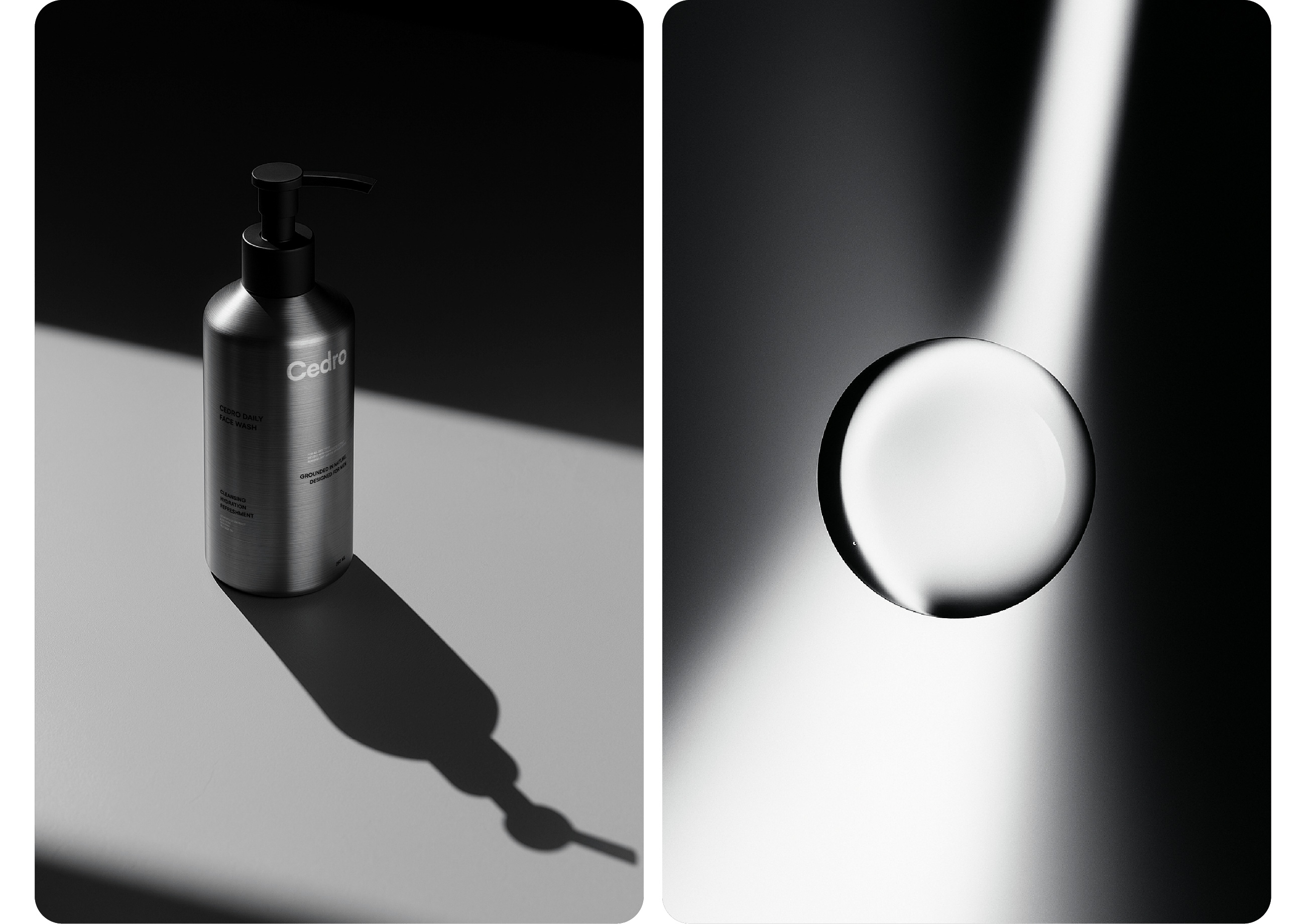 Cedro 男性護膚品牌創(chuàng)建（潔面乳保濕霜精華液）-命名logo設(shè)計銀色包裝設(shè)計