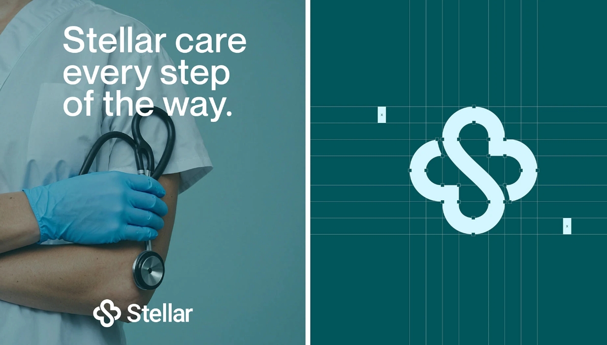 Stellar 醫(yī)院logo設(shè)計vi設(shè)計，融合多個醫(yī)療元素-上海logo設(shè)計公司