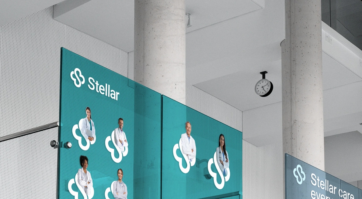 Stellar 醫(yī)院logo設(shè)計vi設(shè)計，融合多個醫(yī)療元素-上海logo設(shè)計公司