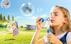 正大通用藥業(yè)快速止癢皮膚用藥平面海報(bào)創(chuàng)意廣告吹泡泡篇（摩彌齊糠酸莫米松乳膏）