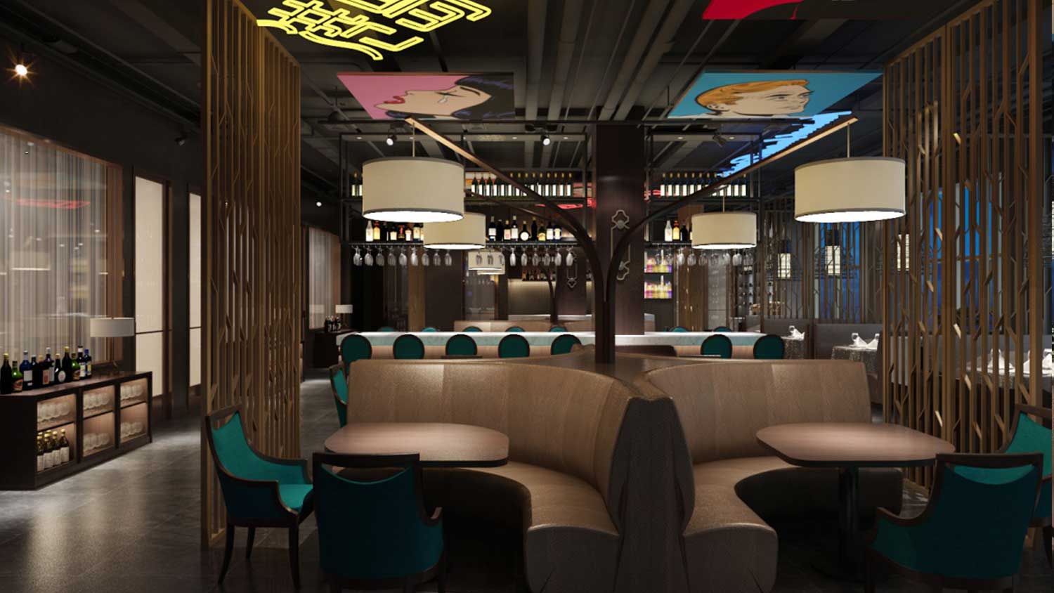 港島印象餐廳餐飲空間設(shè)計