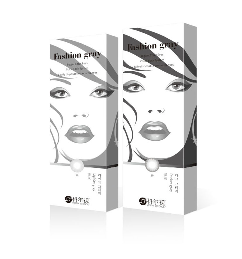 韓國科爾視美瞳隱形眼鏡“時尚灰”系列產品包裝設計